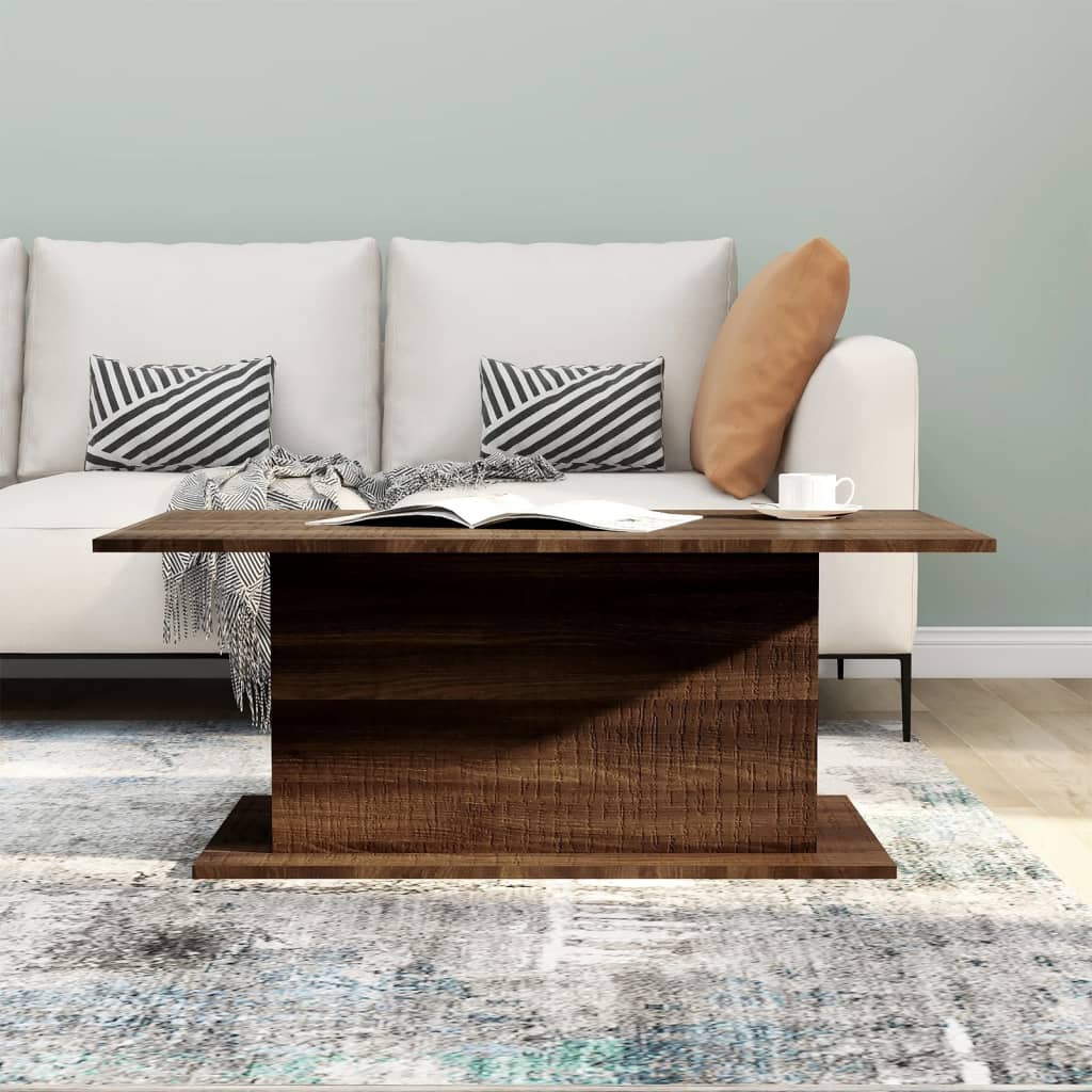 Salontafel 102x55,5x40 cm bewerkt hout bruin eikenkleur is nu te koop bij PeponiXL, paradijselijk wonen!