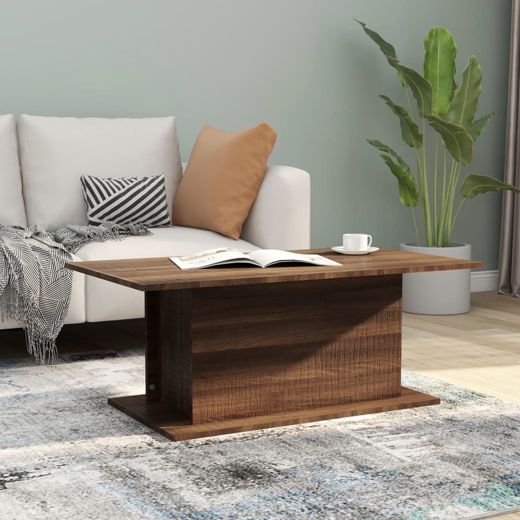 Salontafel 102x55,5x40 cm bewerkt hout bruin eikenkleur is nu te koop bij PeponiXL, paradijselijk wonen!