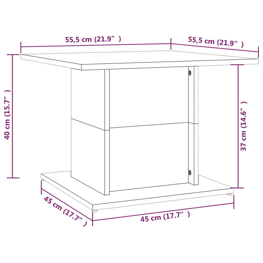 Salontafel 55,5x55,5x40 cm bewerkt hout gerookt eikenkleurig is nu te koop bij PeponiXL, paradijselijk wonen!