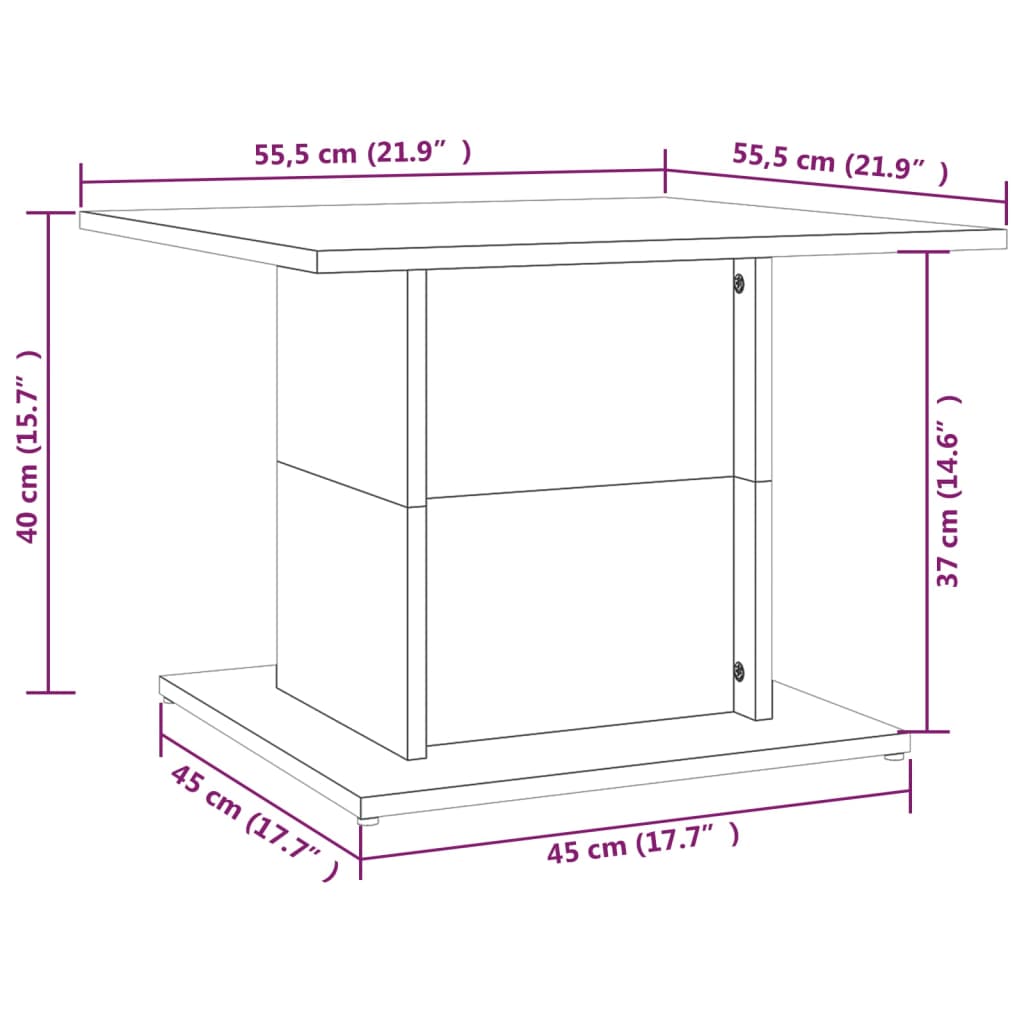 Salontafel 55,5x55,5x40 cm bewerkt hout grijs sonoma eikenkleur is nu te koop bij PeponiXL, paradijselijk wonen!