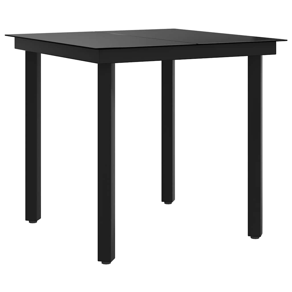 Tuintafel 80x80x74 cm staal en glas zwart is nu te koop bij PeponiXL, paradijselijk wonen!