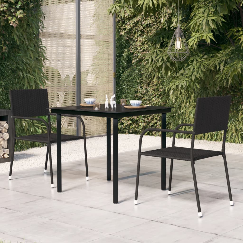 Tuintafel 80x80x74 cm staal en glas zwart is nu te koop bij PeponiXL, paradijselijk wonen!