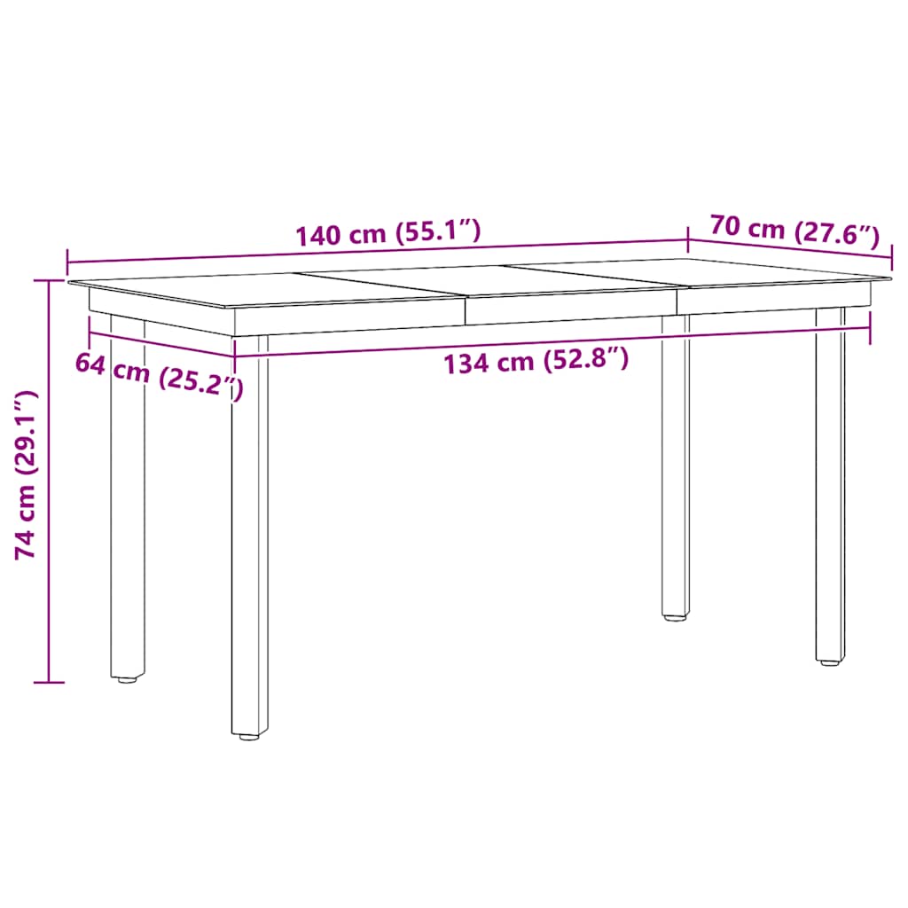 Tuintafel 140x70x74 cm staal en glas zwart is nu te koop bij PeponiXL, paradijselijk wonen!