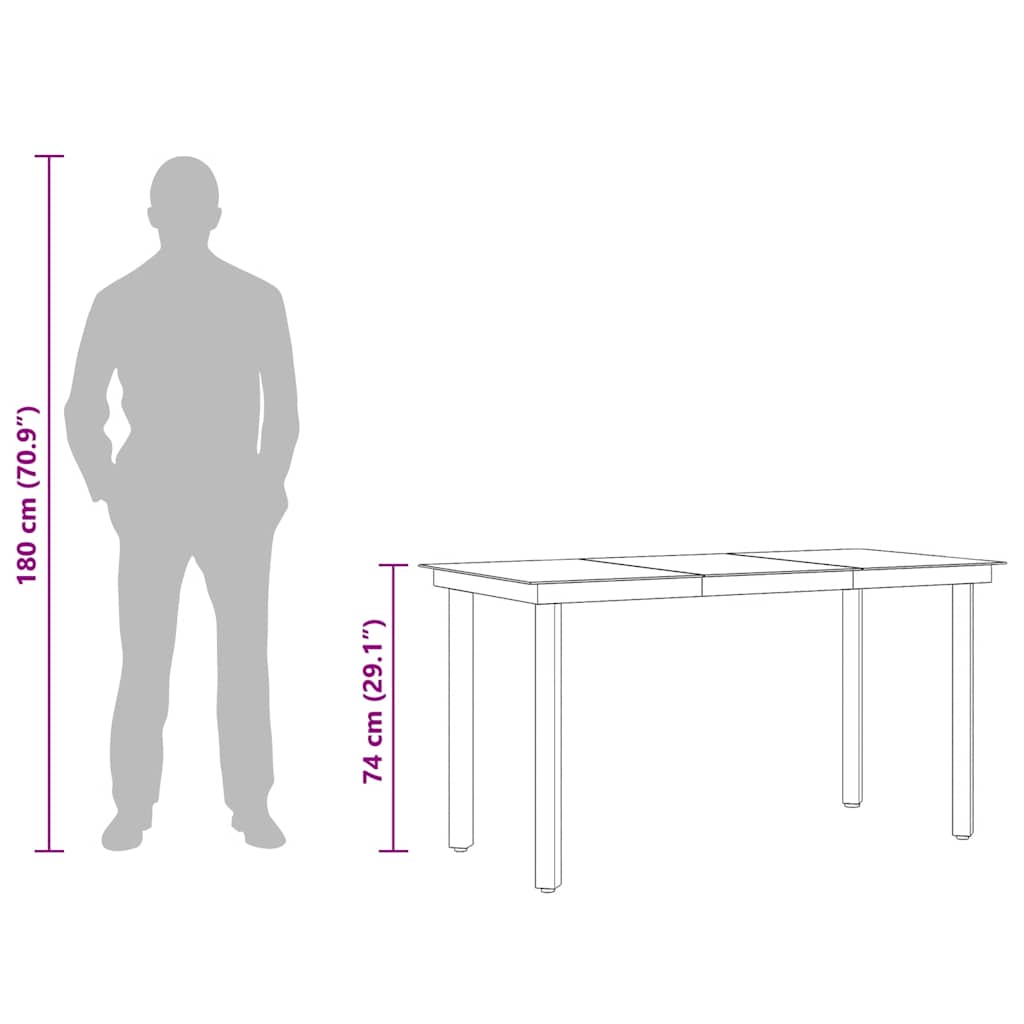 Tuintafel 140x70x74 cm staal en glas zwart is nu te koop bij PeponiXL, paradijselijk wonen!