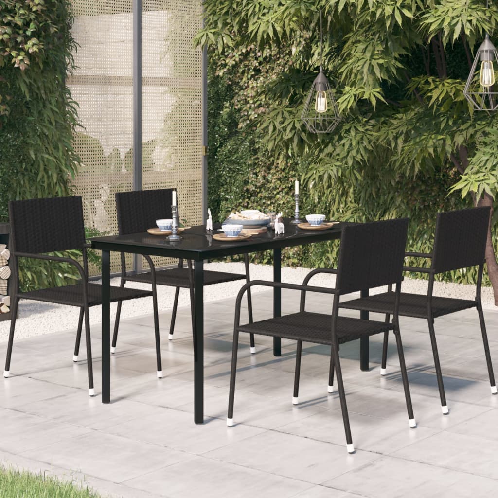 Tuintafel 140x70x74 cm staal en glas zwart is nu te koop bij PeponiXL, paradijselijk wonen!