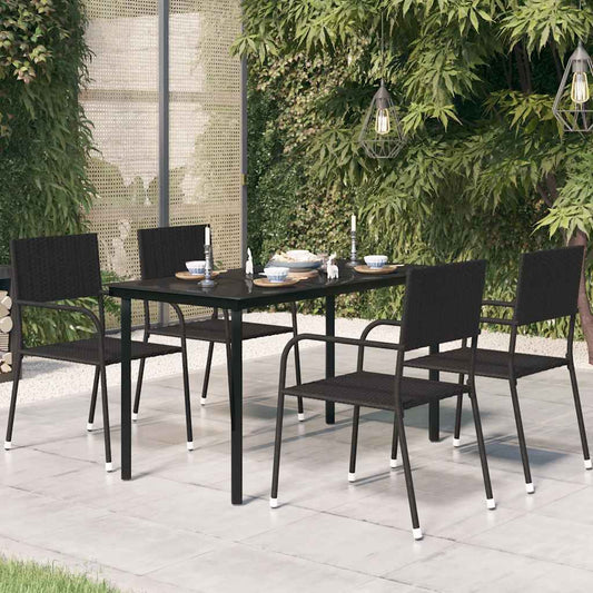 Tuintafel 140x70x74 cm staal en glas zwart is nu te koop bij PeponiXL, paradijselijk wonen!