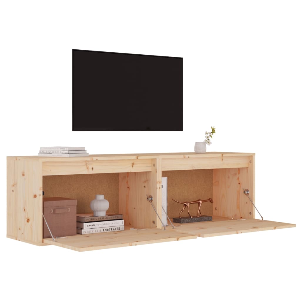 Wandkasten 2 st 60x30x35 cm massief grenenhout is nu te koop bij PeponiXL, paradijselijk wonen!