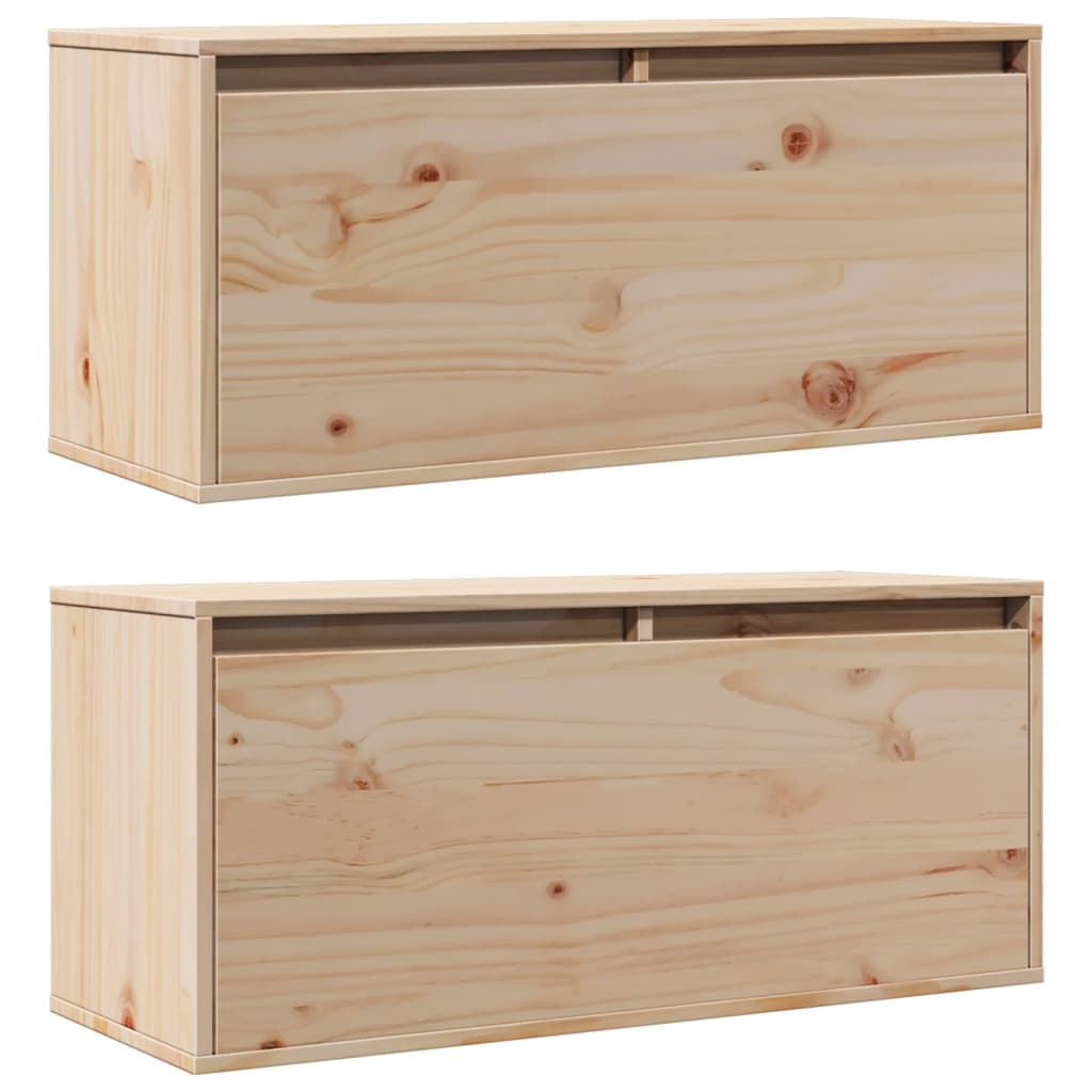 Wandkasten 2 st 80x30x35 cm massief grenenhout is nu te koop bij PeponiXL, paradijselijk wonen!