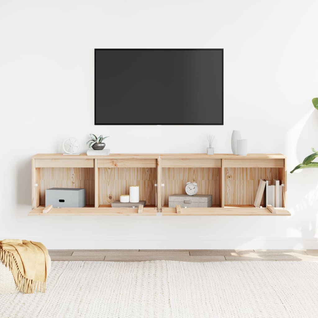 Wandkasten 2 st 80x30x35 cm massief grenenhout is nu te koop bij PeponiXL, paradijselijk wonen!