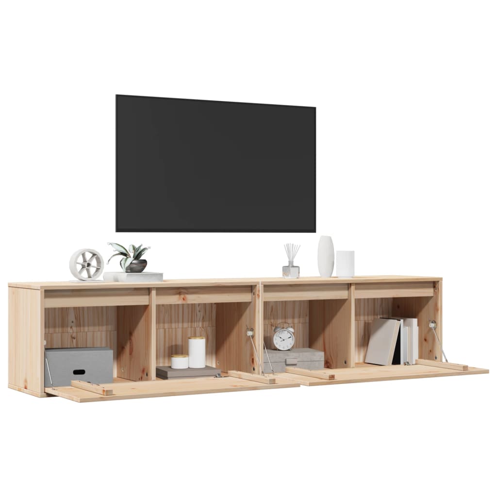 Wandkasten 2 st 80x30x35 cm massief grenenhout is nu te koop bij PeponiXL, paradijselijk wonen!