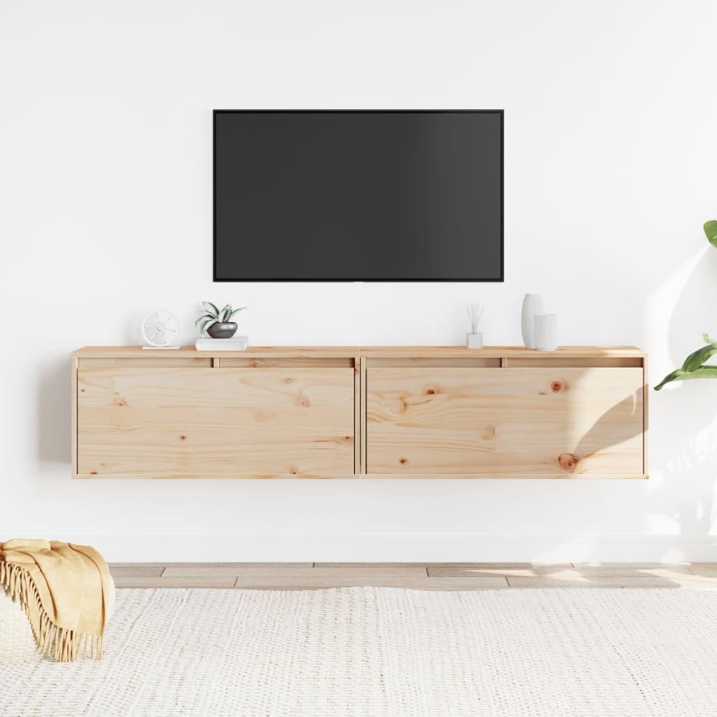 Wandkasten 2 st 80x30x35 cm massief grenenhout is nu te koop bij PeponiXL, paradijselijk wonen!