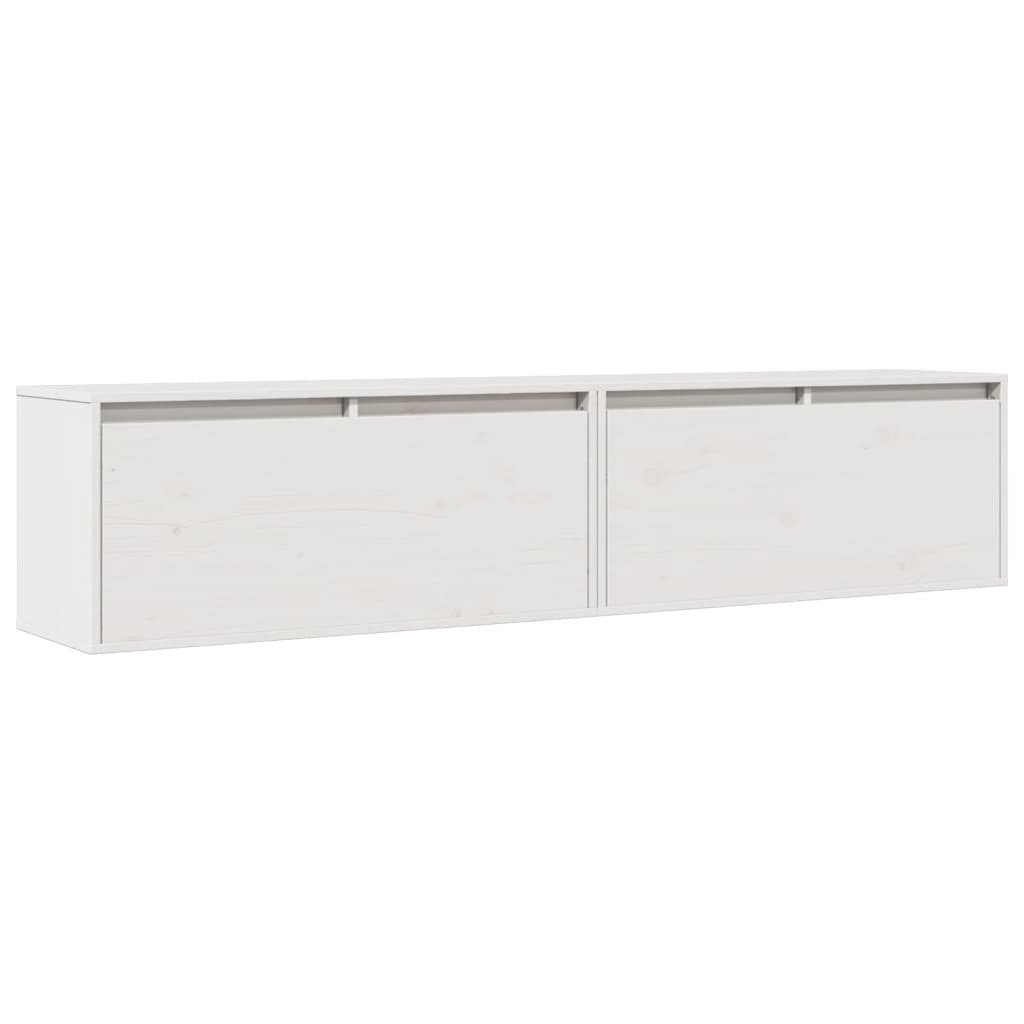 Wandkasten 2 st 80x30x35 cm massief grenenhout wit is nu te koop bij PeponiXL, paradijselijk wonen!