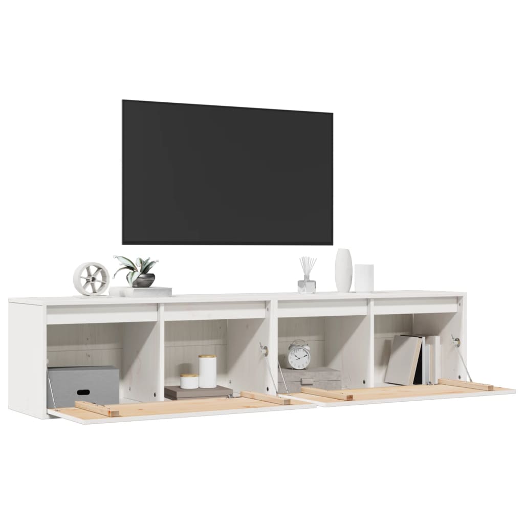 Wandkasten 2 st 80x30x35 cm massief grenenhout wit is nu te koop bij PeponiXL, paradijselijk wonen!