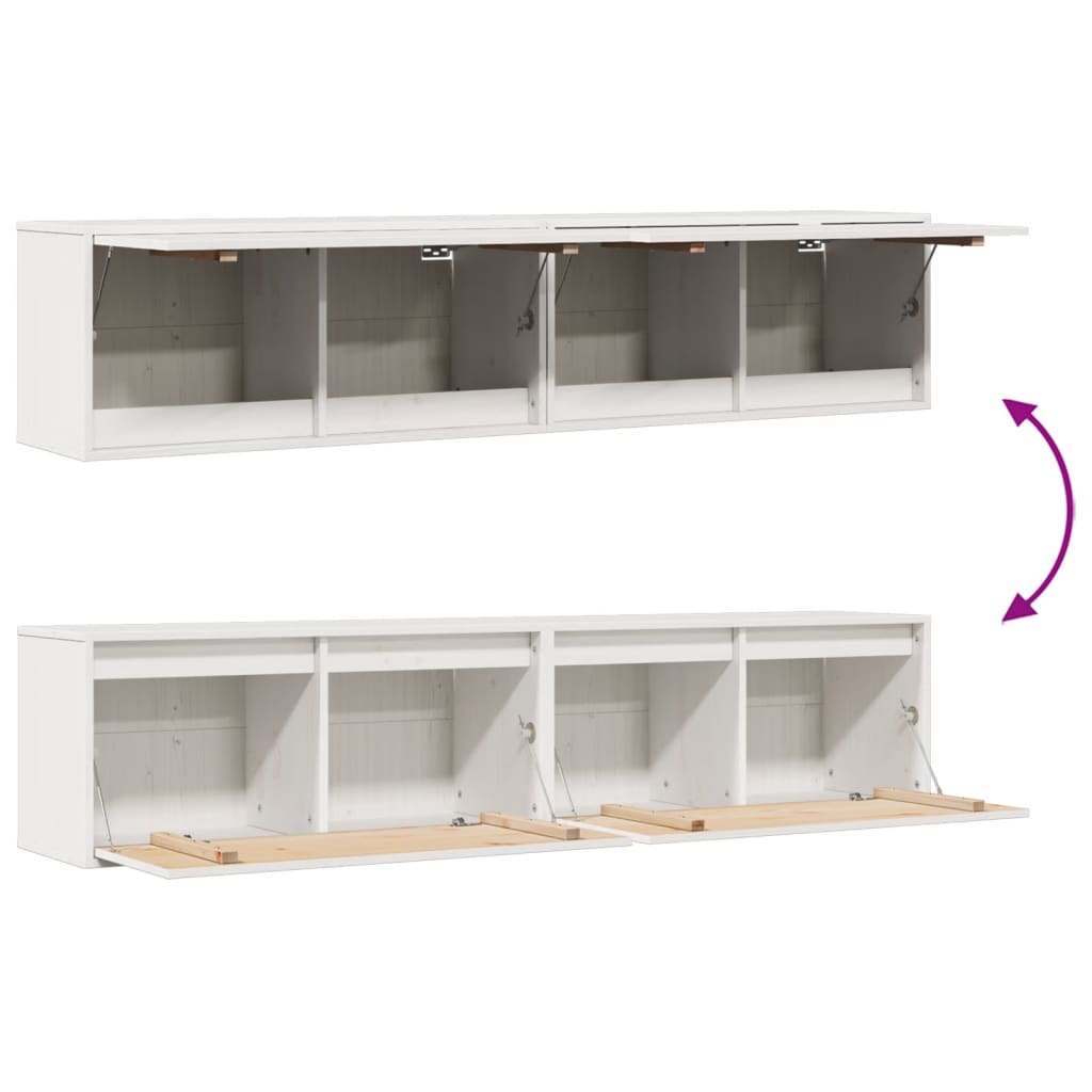 Wandkasten 2 st 80x30x35 cm massief grenenhout wit is nu te koop bij PeponiXL, paradijselijk wonen!