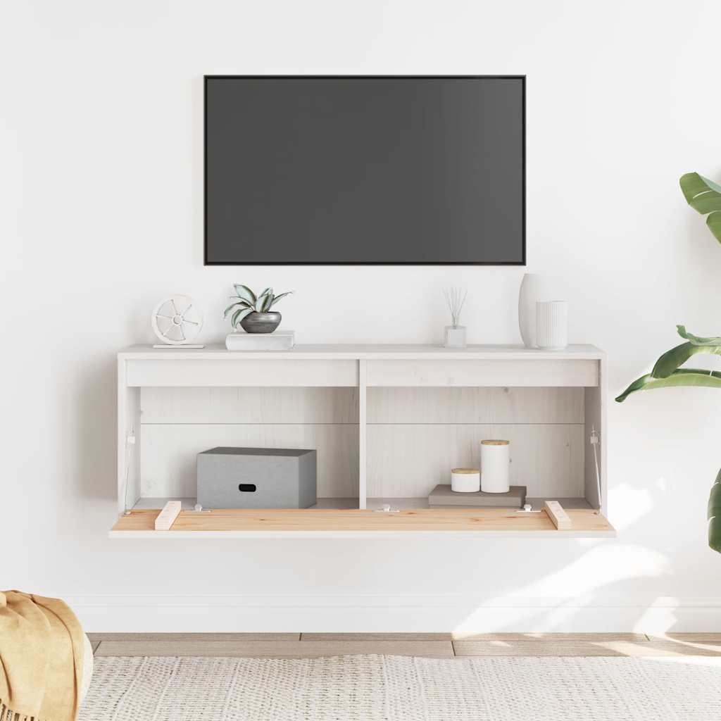Wandkast 100x30x35 cm massief grenenhout wit is nu te koop bij PeponiXL, paradijselijk wonen!