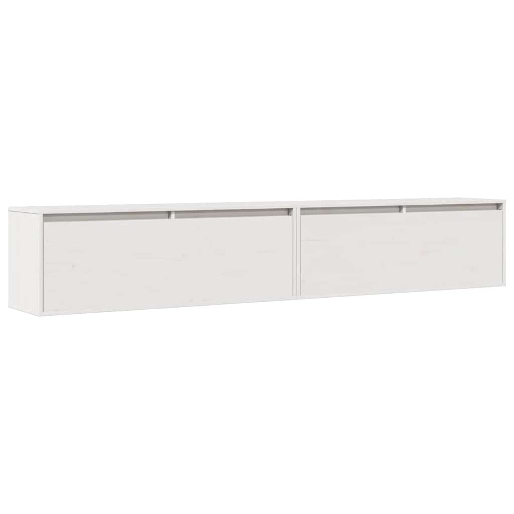 Wandkasten 2 st 100x30x35 cm massief grenenhout wit is nu te koop bij PeponiXL, paradijselijk wonen!