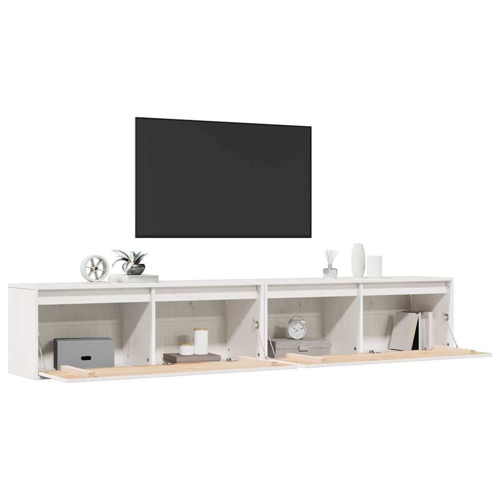 Wandkasten 2 st 100x30x35 cm massief grenenhout wit is nu te koop bij PeponiXL, paradijselijk wonen!