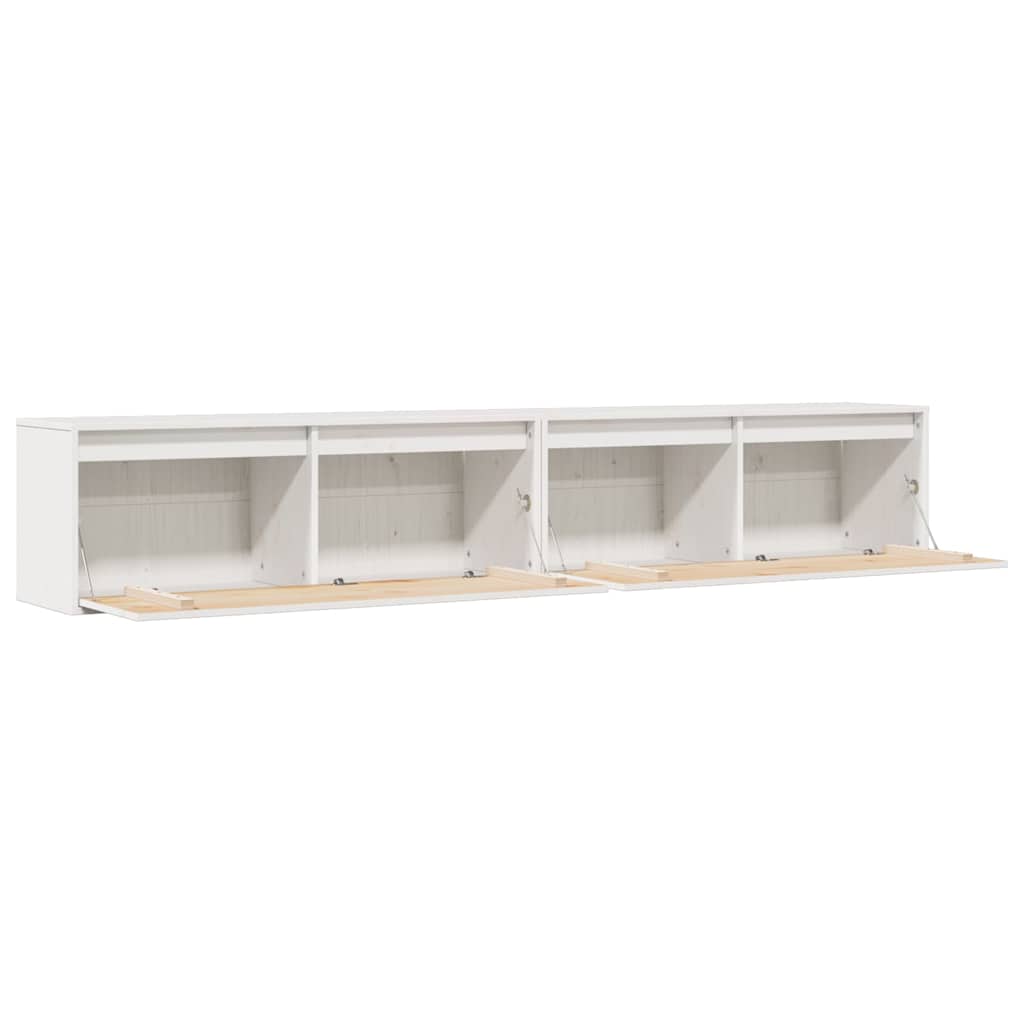 Wandkasten 2 st 100x30x35 cm massief grenenhout wit is nu te koop bij PeponiXL, paradijselijk wonen!