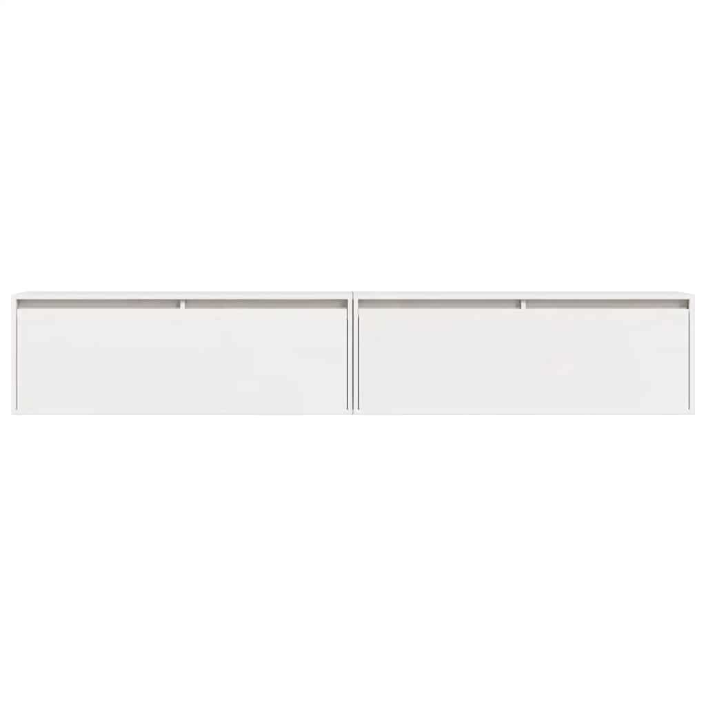 Wandkasten 2 st 100x30x35 cm massief grenenhout wit is nu te koop bij PeponiXL, paradijselijk wonen!