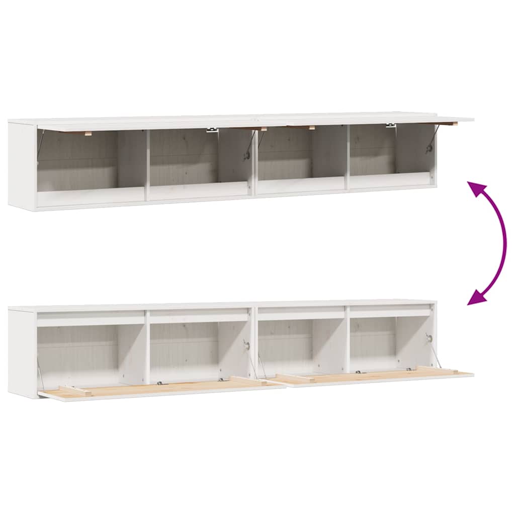 Wandkasten 2 st 100x30x35 cm massief grenenhout wit is nu te koop bij PeponiXL, paradijselijk wonen!