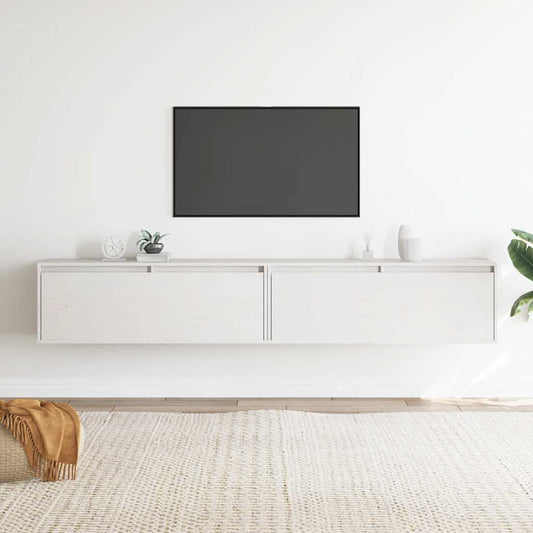 Wandkasten 2 st 100x30x35 cm massief grenenhout wit is nu te koop bij PeponiXL, paradijselijk wonen!