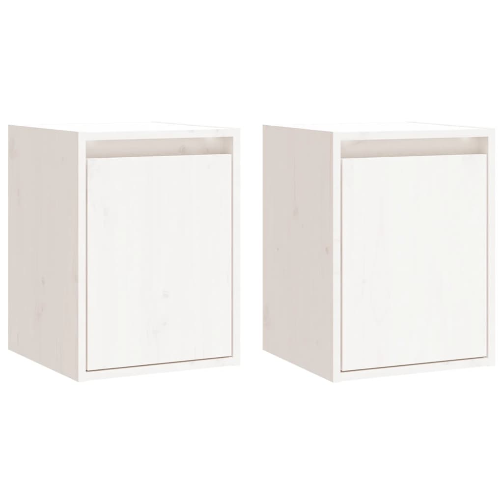 Wandkasten 2 st 30x30x40 cm massief grenenhout wit is nu te koop bij PeponiXL, paradijselijk wonen!