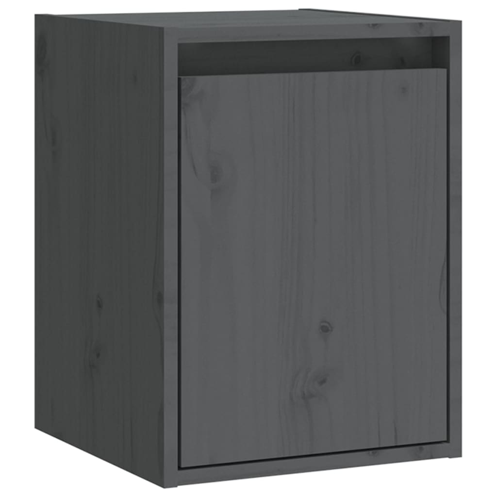 Wandkasten 2 st 30x30x40 cm massief grenenhout grijs is nu te koop bij PeponiXL, paradijselijk wonen!
