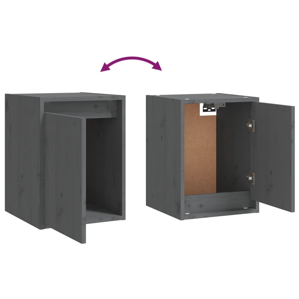 Wandkasten 2 st 30x30x40 cm massief grenenhout grijs is nu te koop bij PeponiXL, paradijselijk wonen!
