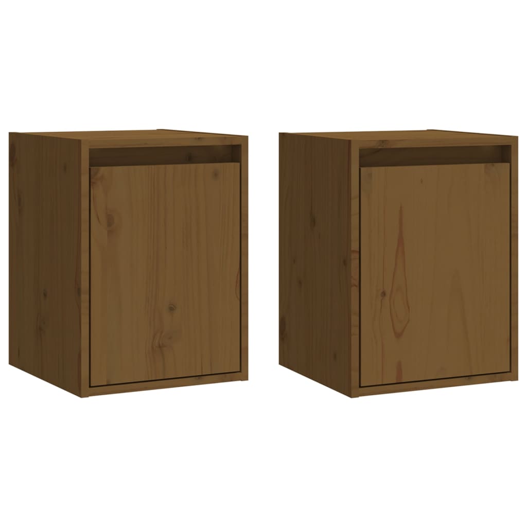 Wandkasten 2 st 30x30x40 cm massief grenenhout honingbruin is nu te koop bij PeponiXL, paradijselijk wonen!