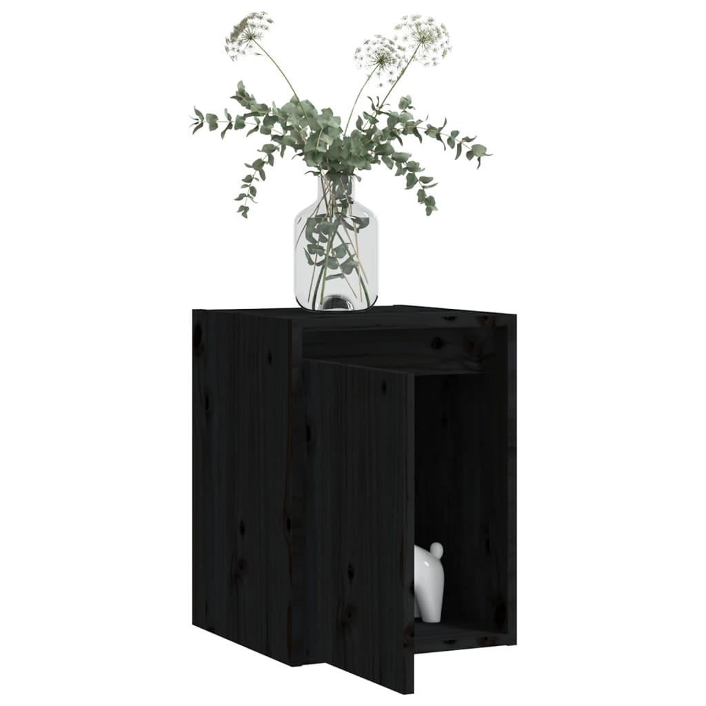 Wandkasten 2 st 30x30x40 cm massief grenenhout zwart is nu te koop bij PeponiXL, paradijselijk wonen!