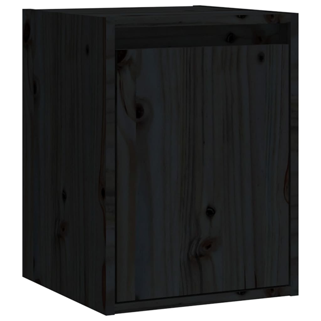 Wandkasten 2 st 30x30x40 cm massief grenenhout zwart is nu te koop bij PeponiXL, paradijselijk wonen!