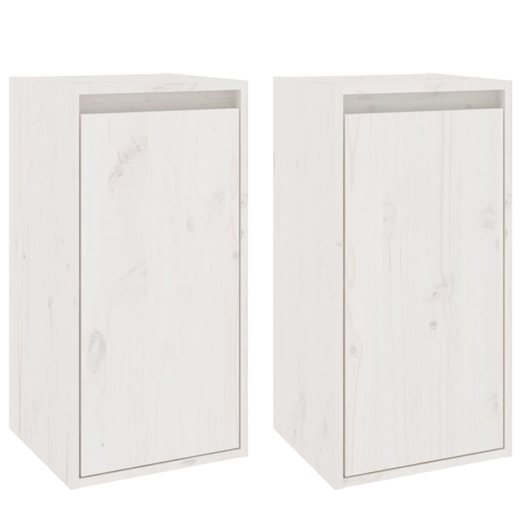 Wandkasten 2 st 30x30x60 cm massief grenenhout wit is nu te koop bij PeponiXL, paradijselijk wonen!