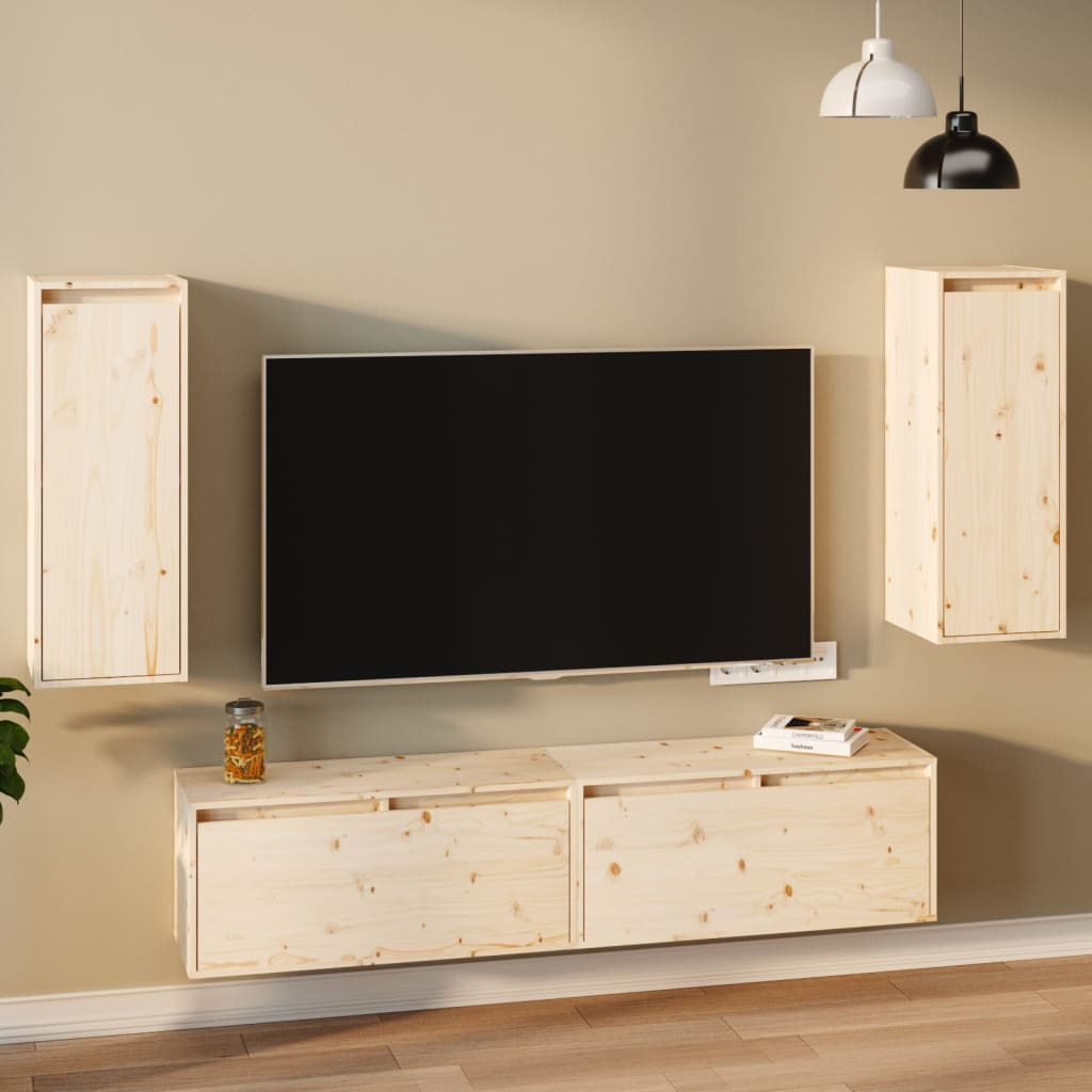 Wandkasten 2 st 30x30x80 cm massief grenenhout is nu te koop bij PeponiXL, paradijselijk wonen!