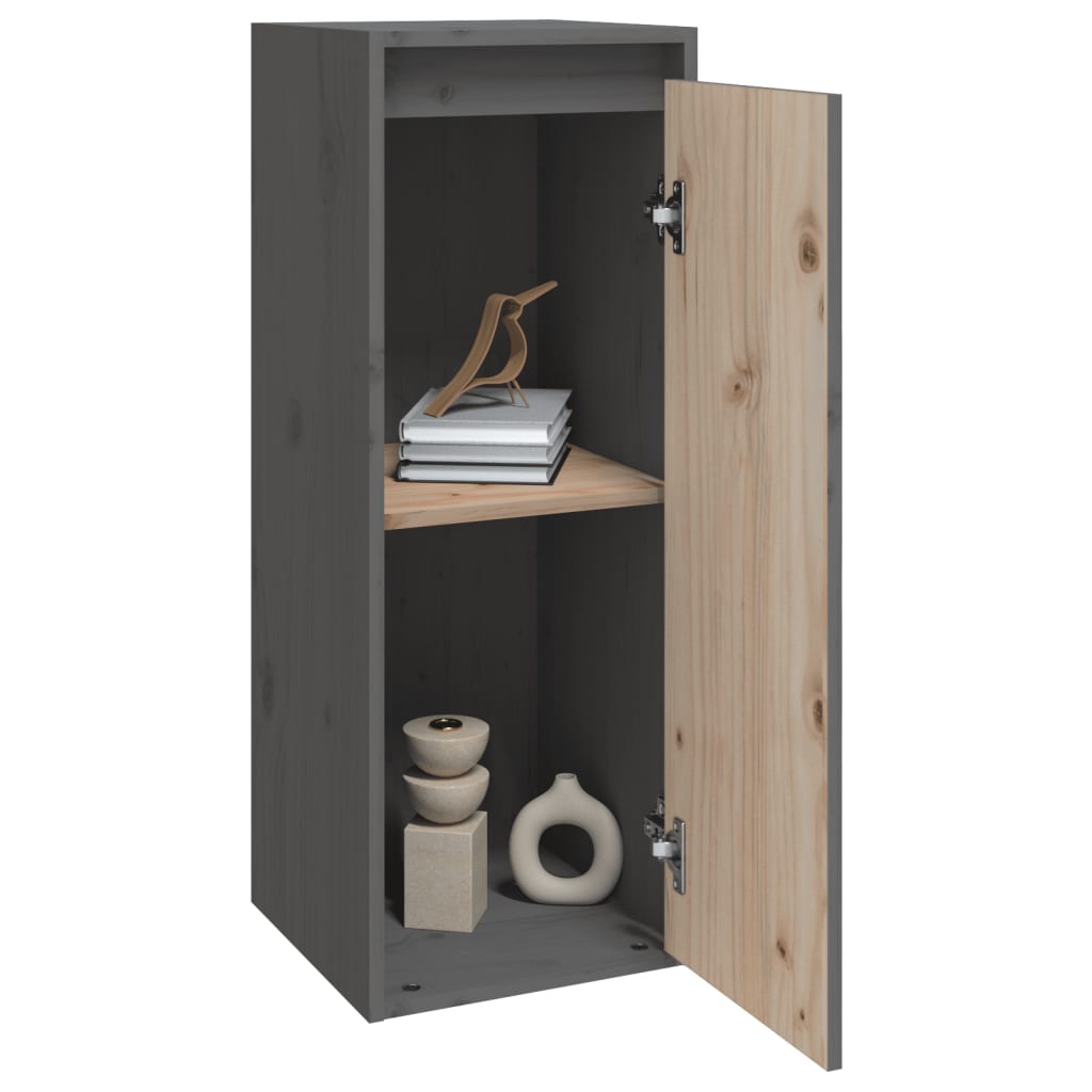 Wandkast 30x30x80 cm massief grenenhout grijs is nu te koop bij PeponiXL, paradijselijk wonen!