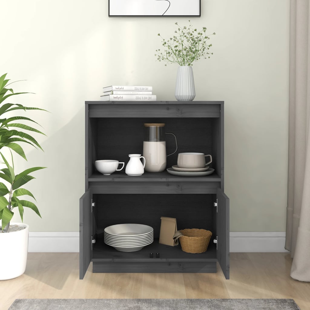 Dressoir 60x34x75 cm massief grenenhout grijs is nu te koop bij PeponiXL, paradijselijk wonen!