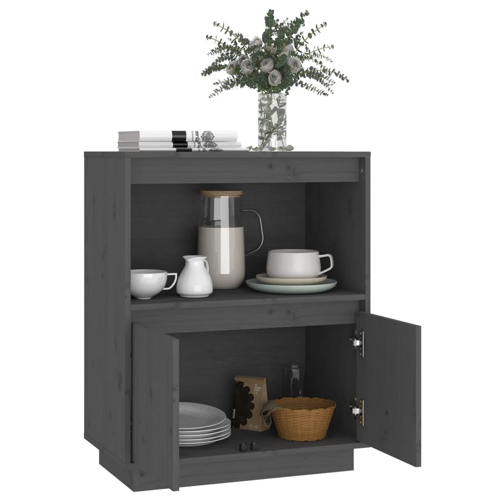 Dressoir 60x34x75 cm massief grenenhout grijs is nu te koop bij PeponiXL, paradijselijk wonen!