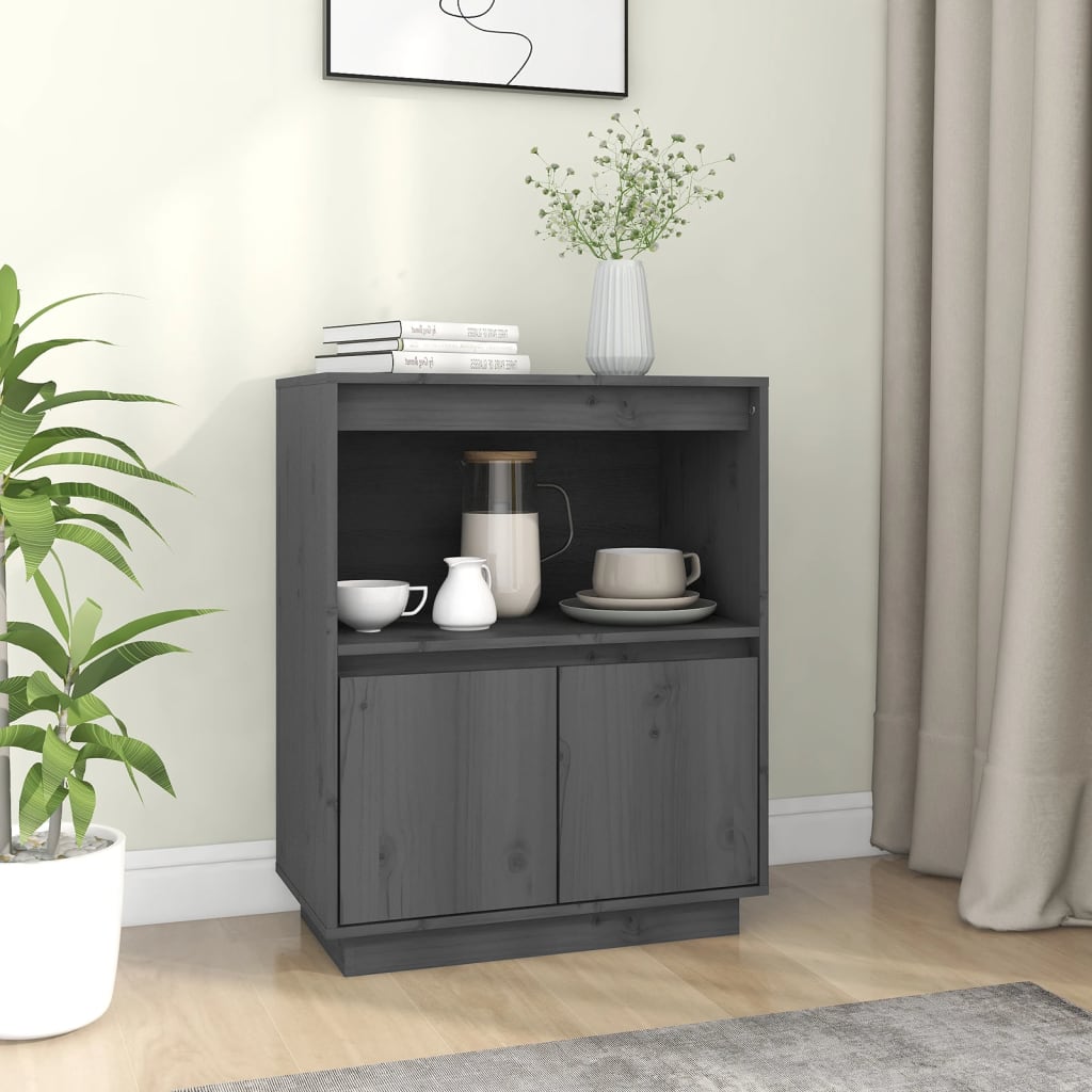 Dressoir 60x34x75 cm massief grenenhout grijs is nu te koop bij PeponiXL, paradijselijk wonen!