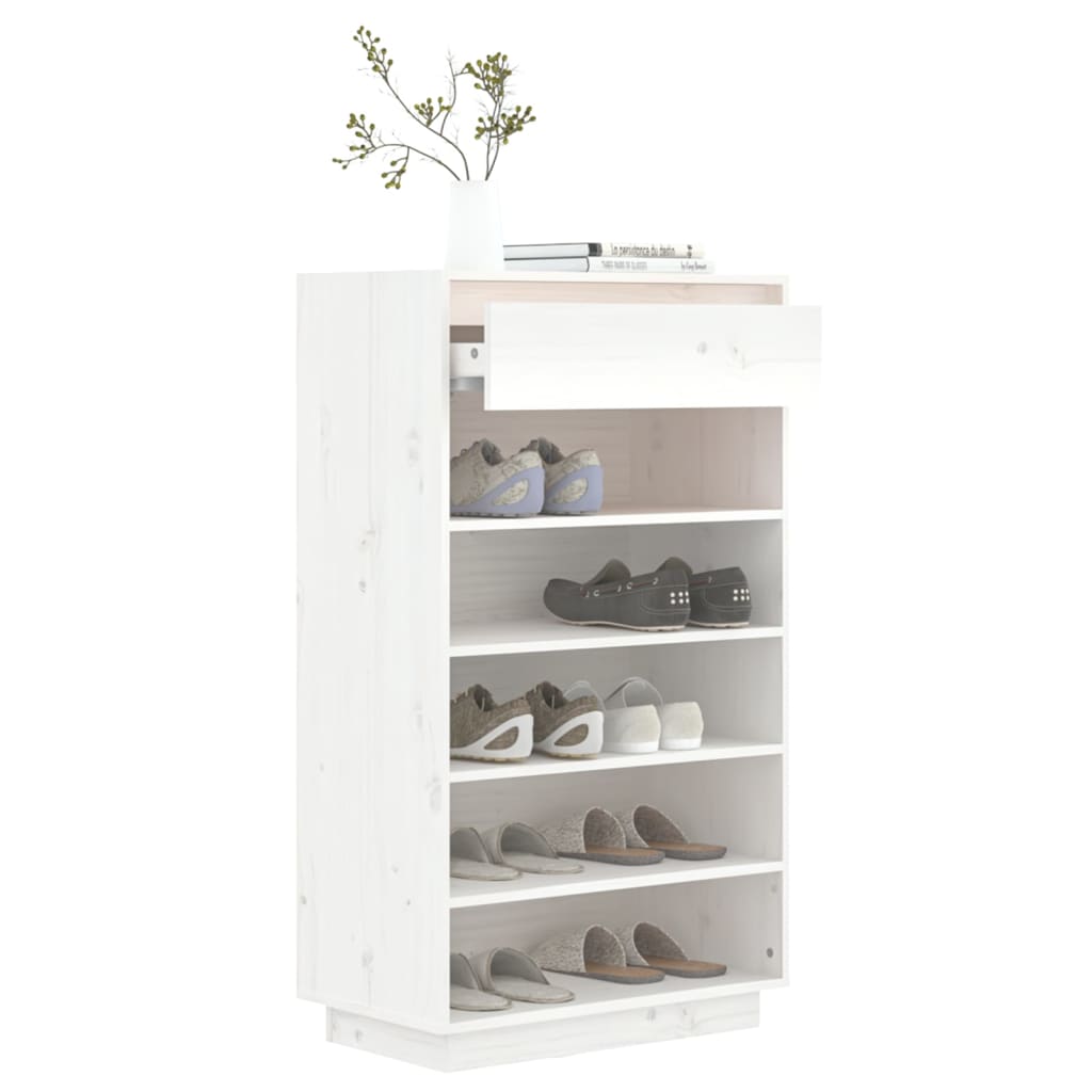 Schoenenkast 60x34x105 cm massief grenenhout wit is nu te koop bij PeponiXL, paradijselijk wonen!