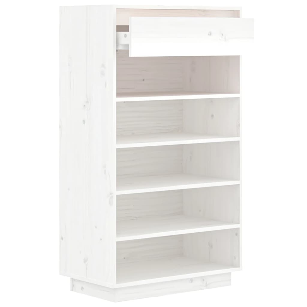 Schoenenkast 60x34x105 cm massief grenenhout wit is nu te koop bij PeponiXL, paradijselijk wonen!