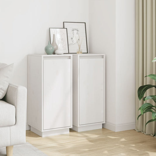 Dressoirs 2 st 31,5x34x75 cm massief grenenhout wit is nu te koop bij PeponiXL, paradijselijk wonen!
