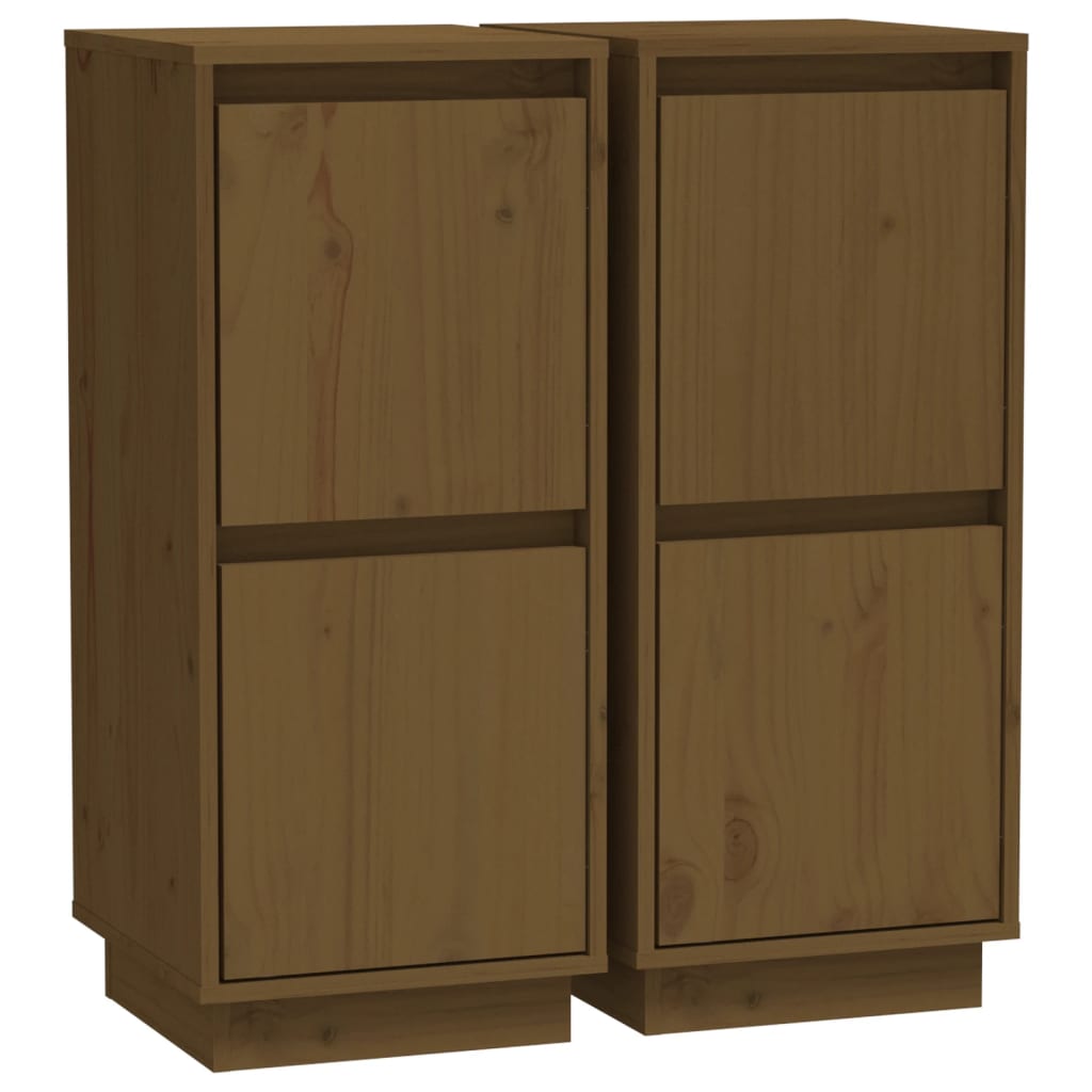 Dressoirs 2 st 31,5x34x75 cm massief grenenhout honingbruin is nu te koop bij PeponiXL, paradijselijk wonen!