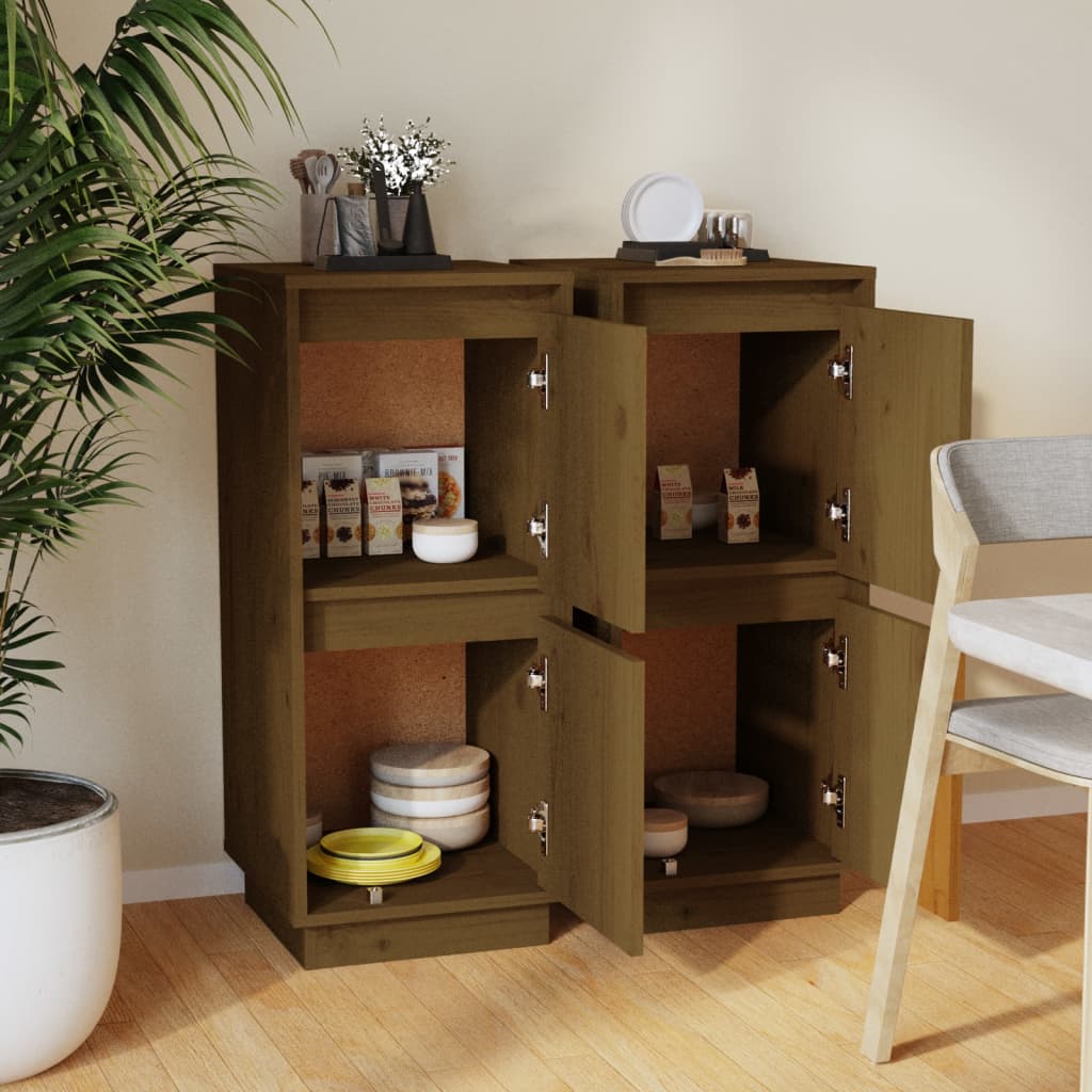 Dressoirs 2 st 31,5x34x75 cm massief grenenhout honingbruin is nu te koop bij PeponiXL, paradijselijk wonen!