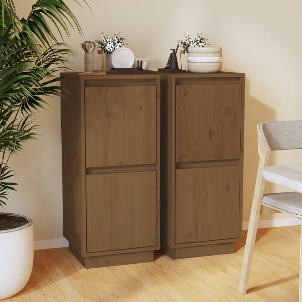 Dressoirs 2 st 31,5x34x75 cm massief grenenhout honingbruin is nu te koop bij PeponiXL, paradijselijk wonen!