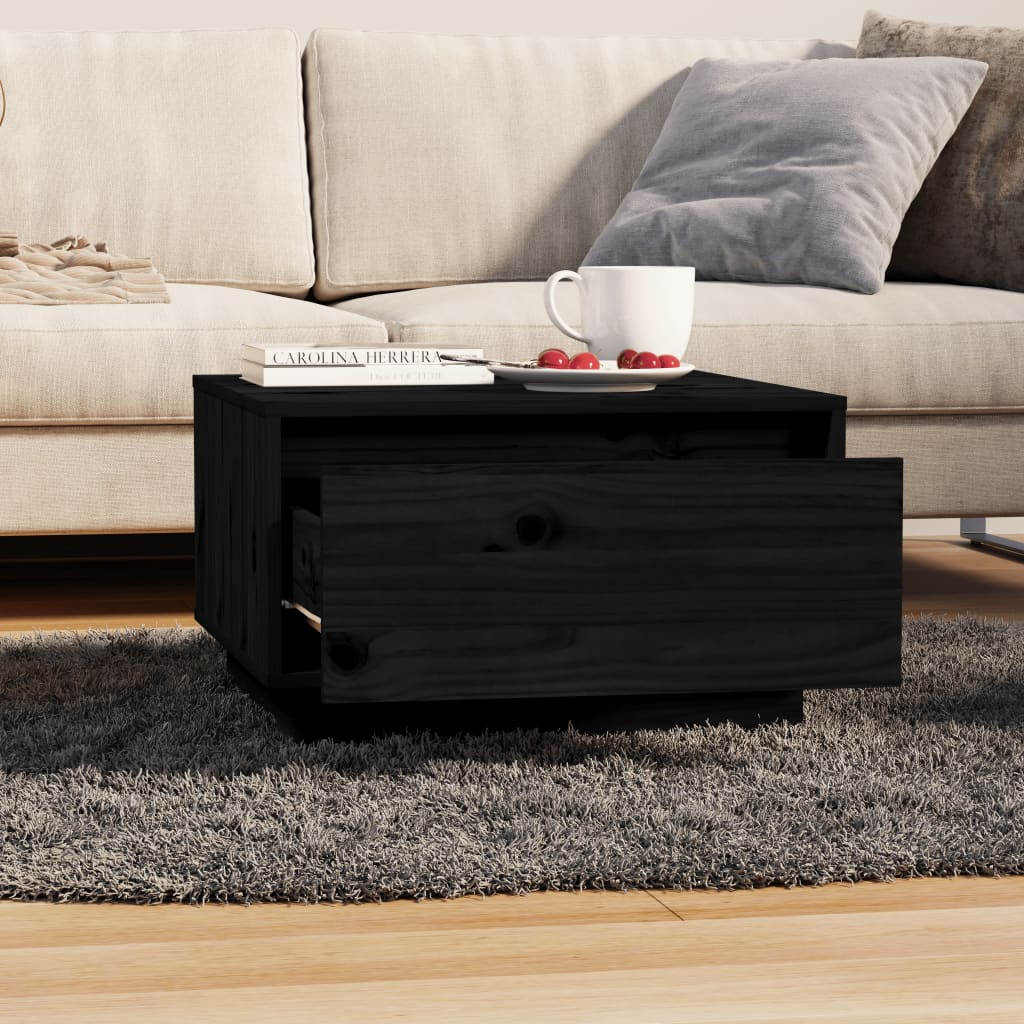 Salontafel 55x56x32 cm massief grenenhout zwart is nu te koop bij PeponiXL, paradijselijk wonen!