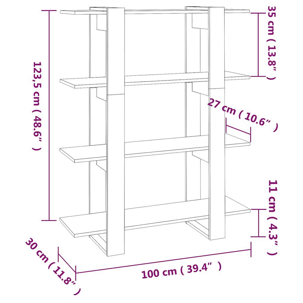 Boekenkast/kamerscherm 100x30x123,5 cm sonoma eikenkleurig is nu te koop bij PeponiXL, paradijselijk wonen!