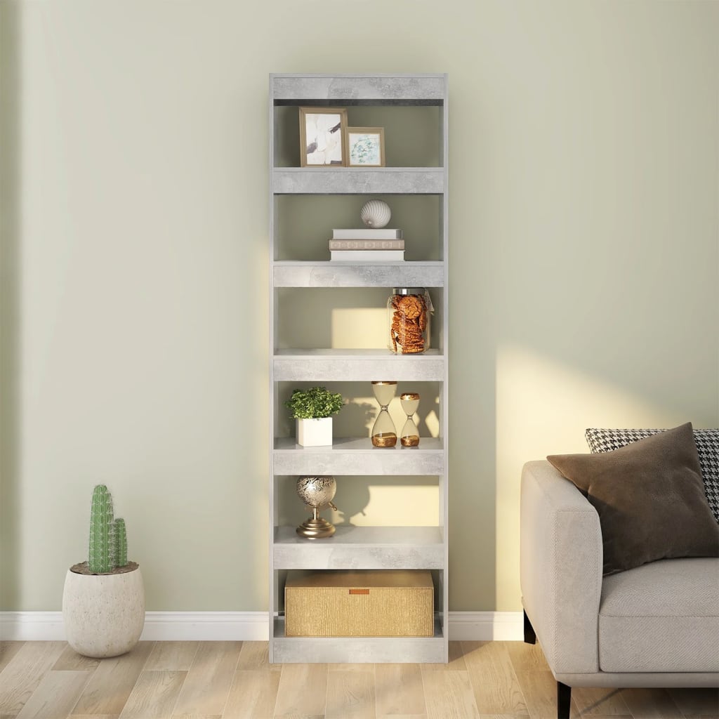 Boekenkast/kamerscherm 60x30x198 cm betongrijs is nu te koop bij PeponiXL, paradijselijk wonen!