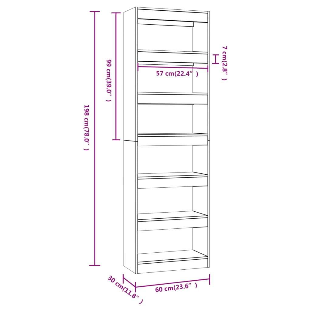 Boekenkast/kamerscherm 60x30x198 cm betongrijs is nu te koop bij PeponiXL, paradijselijk wonen!