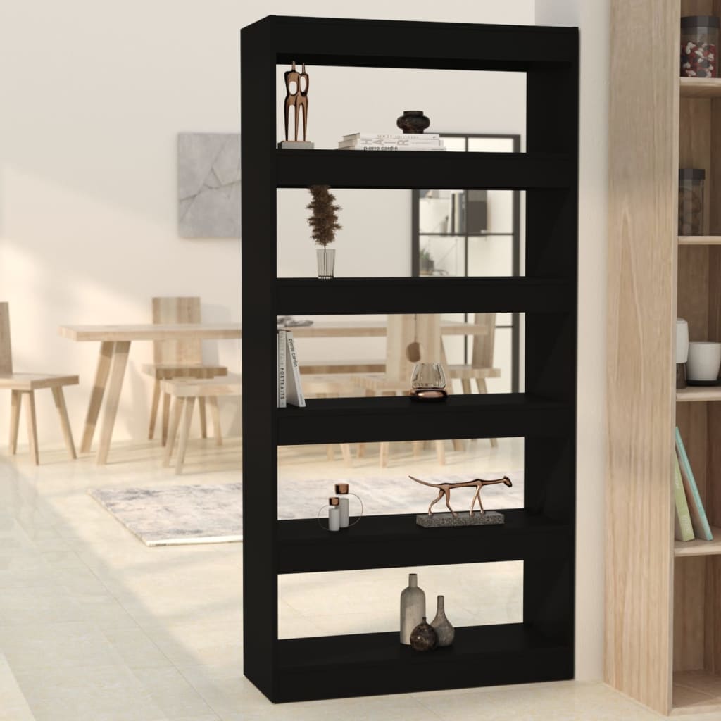 Boekenkast/kamerscherm 80x30x166 cm bewerkt hout zwart is nu te koop bij PeponiXL, paradijselijk wonen!