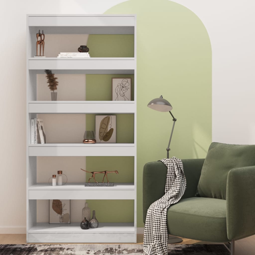 Boekenkast/kamerscherm 80x30x166 cm bewerkt hout hoogglans wit is nu te koop bij PeponiXL, paradijselijk wonen!