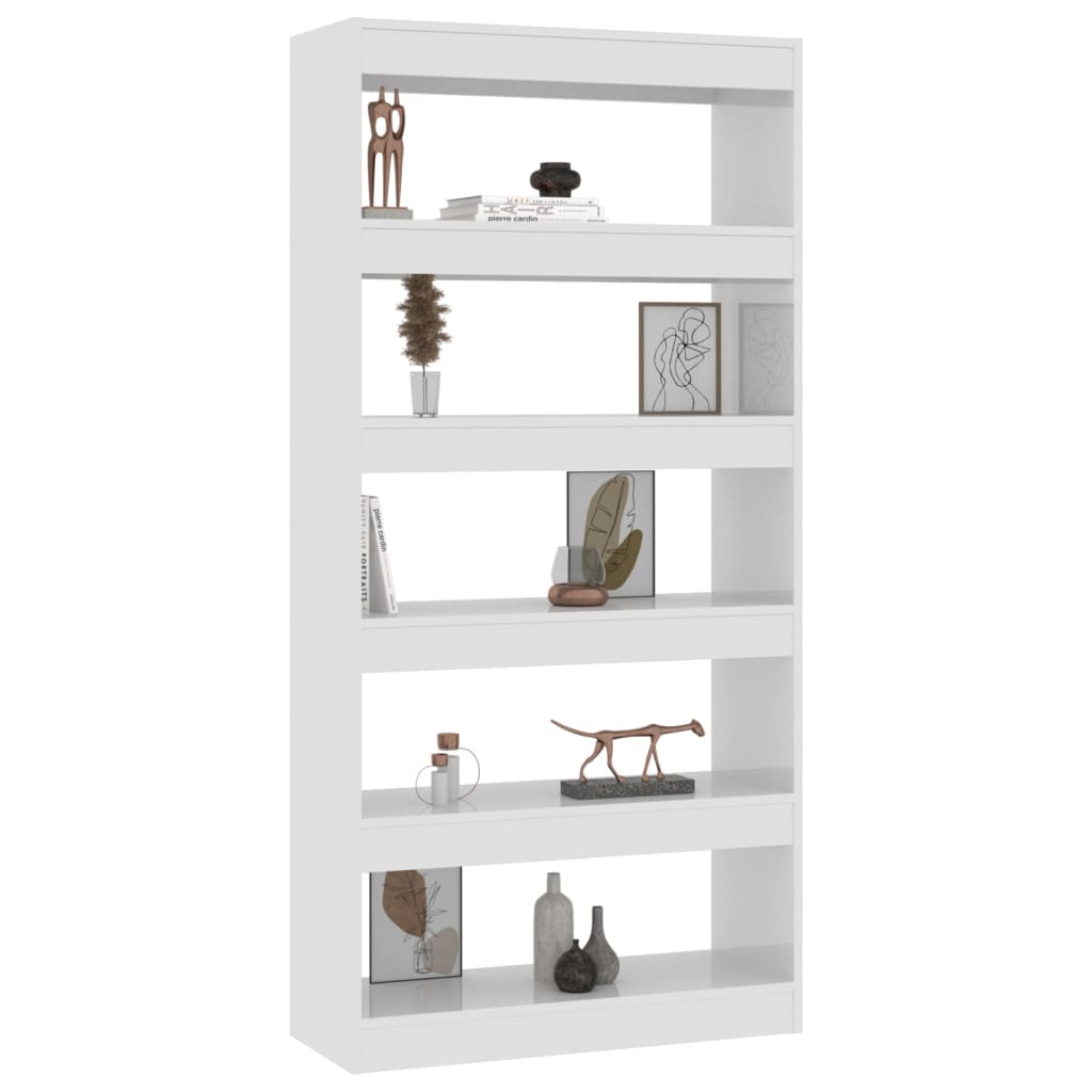Boekenkast/kamerscherm 80x30x166 cm bewerkt hout hoogglans wit is nu te koop bij PeponiXL, paradijselijk wonen!